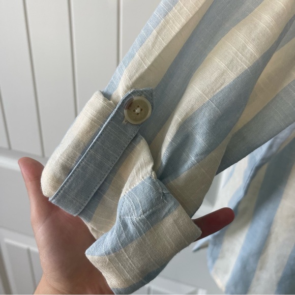 NWOT 3/4 Sleeve Striped Button Down Shirt - Picture 4 of 4